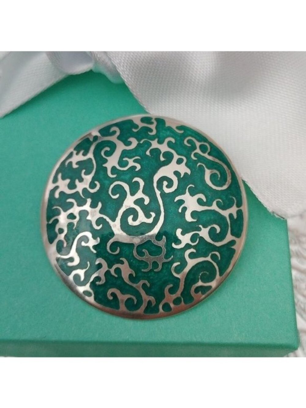 Artisan Sterling Silver+ Enamel Hidden Dragon Brooch